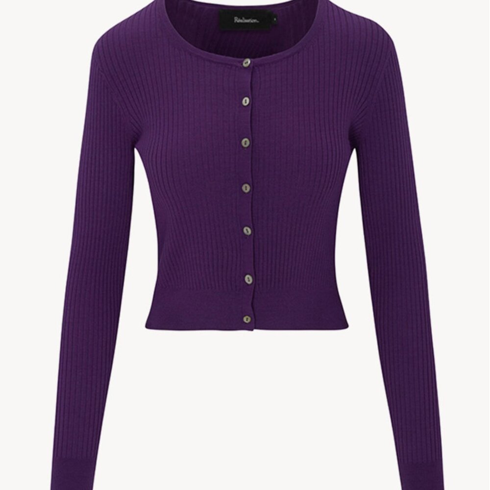 REALISATION PAR WINONA CARDIGAN - DEEP PURPLE - Picture 4 of 6